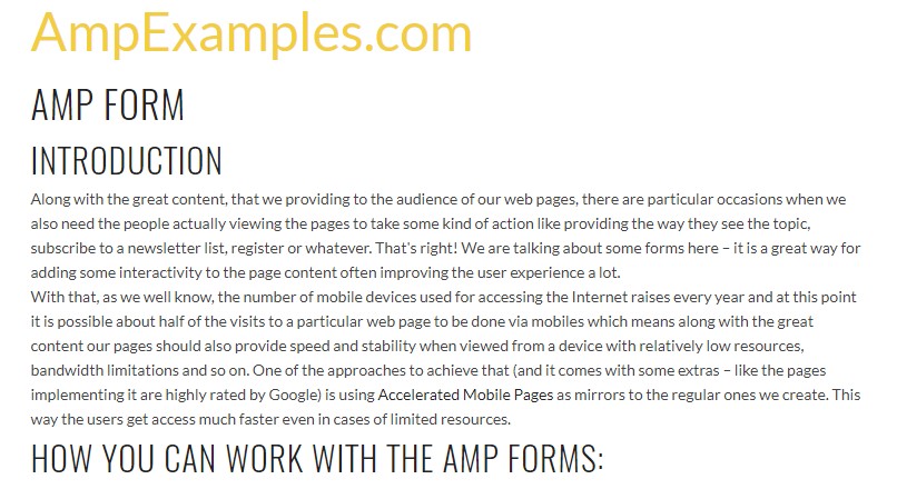 Why don't we examine AMP project and AMP-form element?