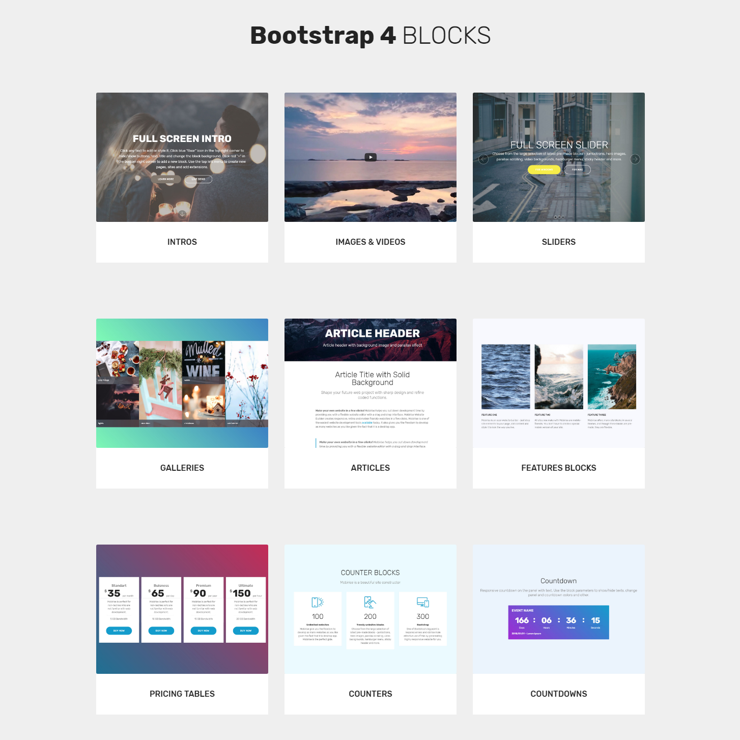 HTML5 Bootstrap 4 blocks  Themes