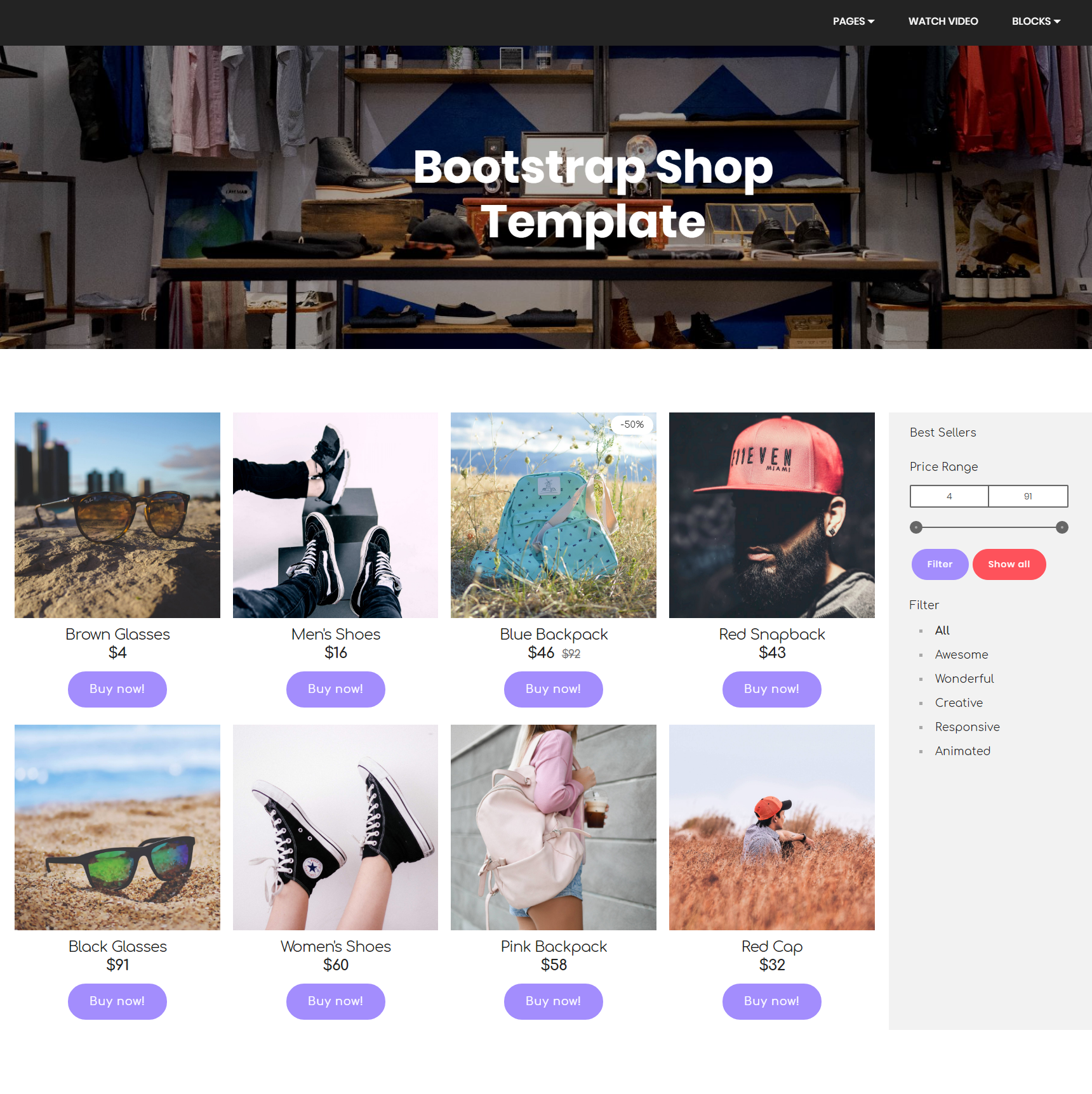 CSS3 Bootstrap Shop Themes